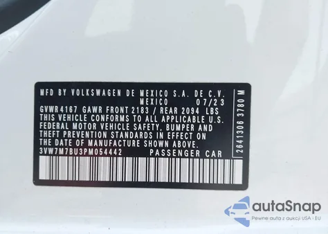 2023 Volkswagen Jetta 1.5T Se from USA, damaged, VIN 3VW7M7BU3PM054442